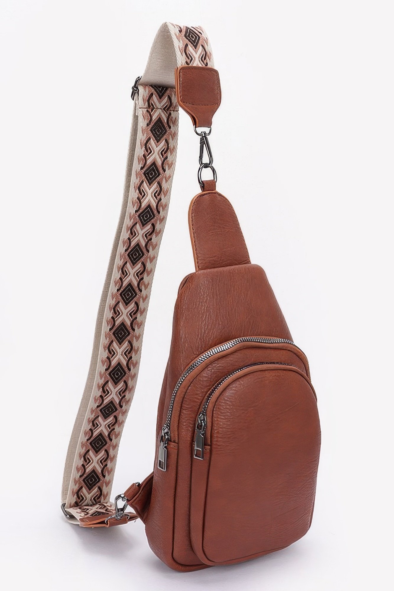 Faux leather sling bag w/multi color strap - Image 5
