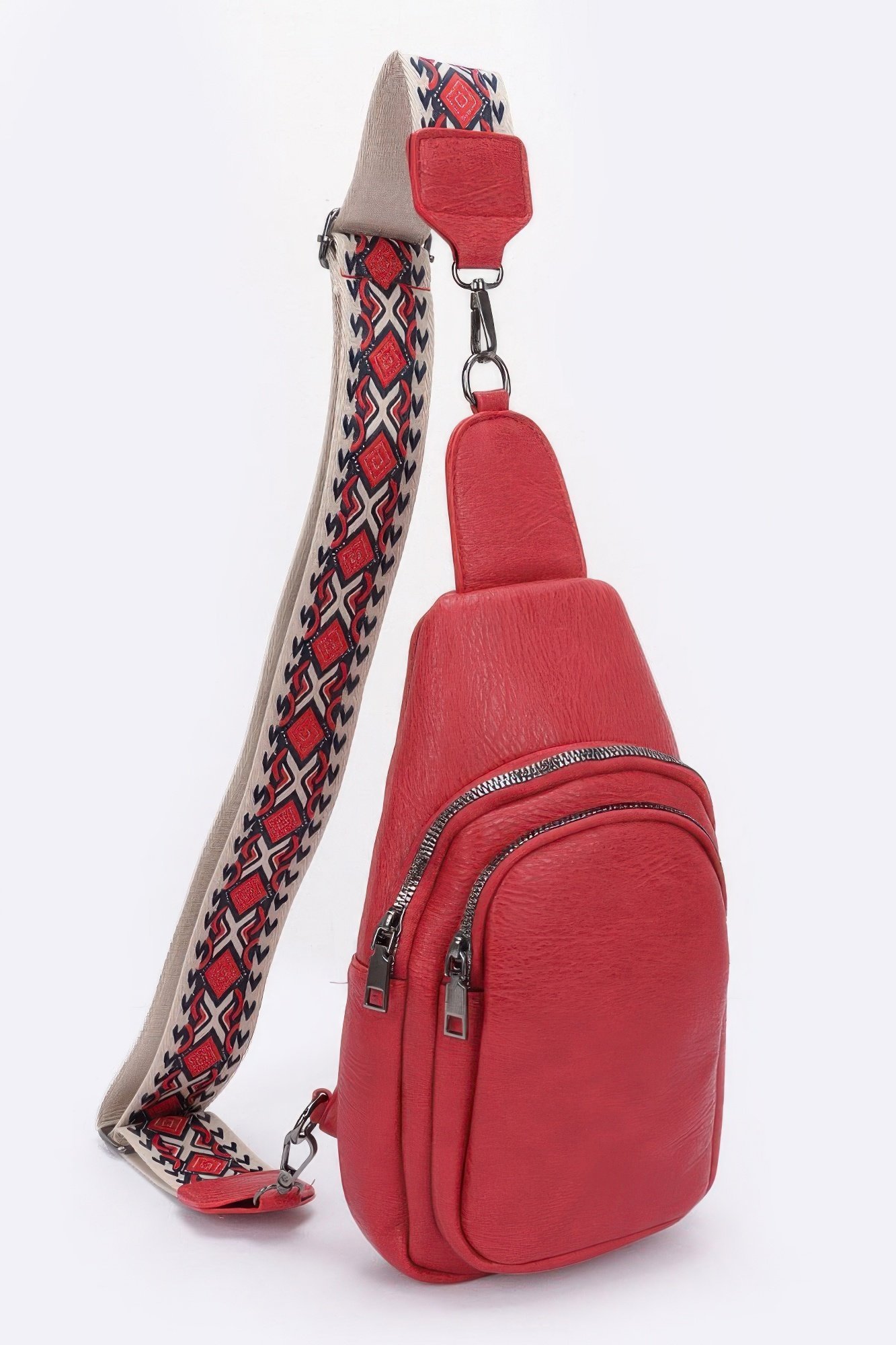 Faux leather sling bag w/multi color strap - Image 6