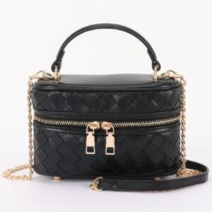 Embossed vegan leather vanity bag