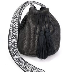 Solid bucket bag with aztec strap