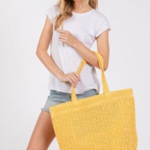 Solid crochet straw bag