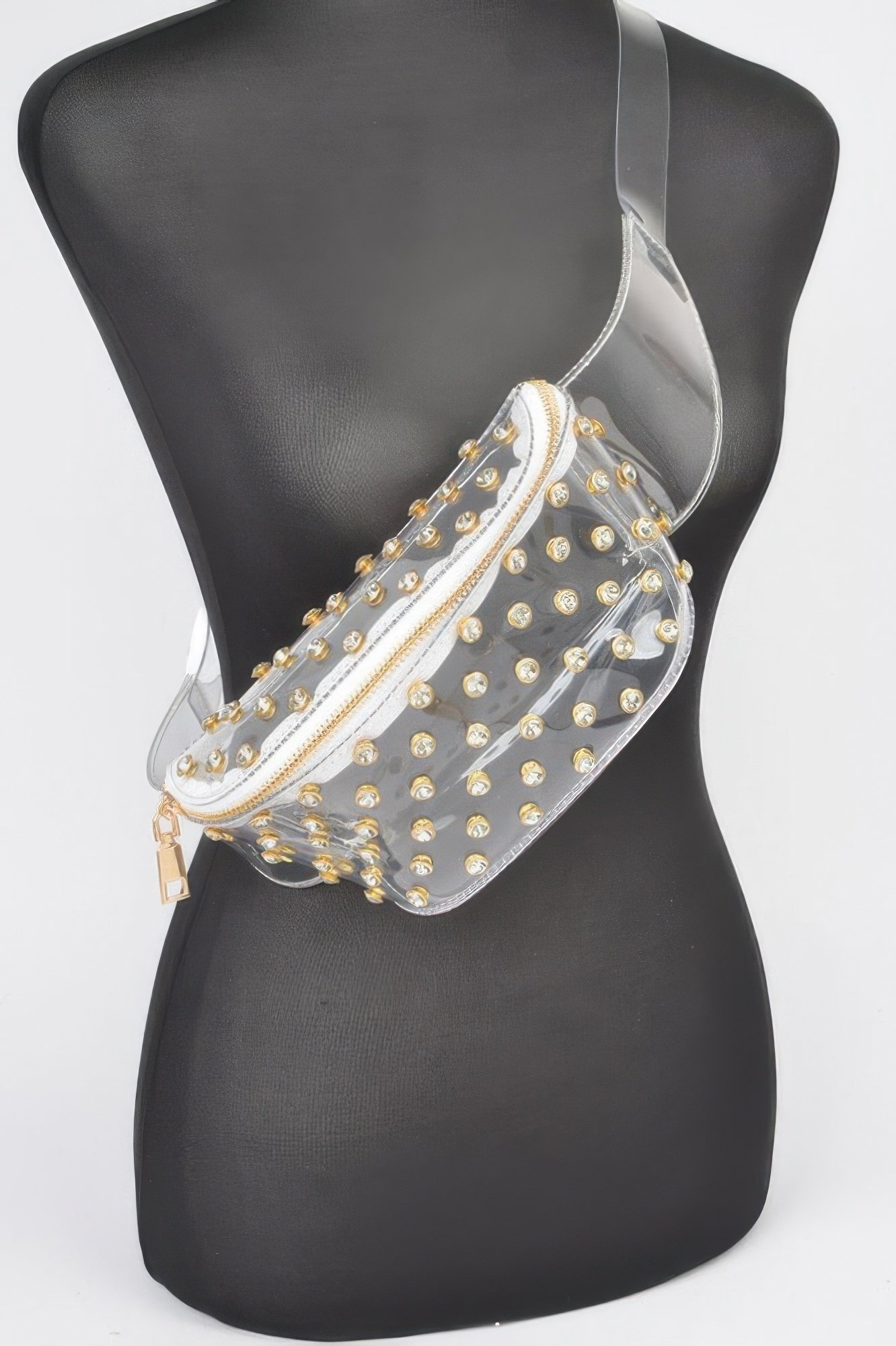 Transparent rhinestone studded fanny pack