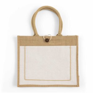 Milan Jute Tote Bags with Canvas Front Pocket