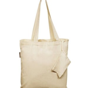 Foldable Cotton Tote Bags w/ Drawstring Pouch - TB118